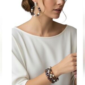 Brown Boho Wood Bracelet and Earring Set